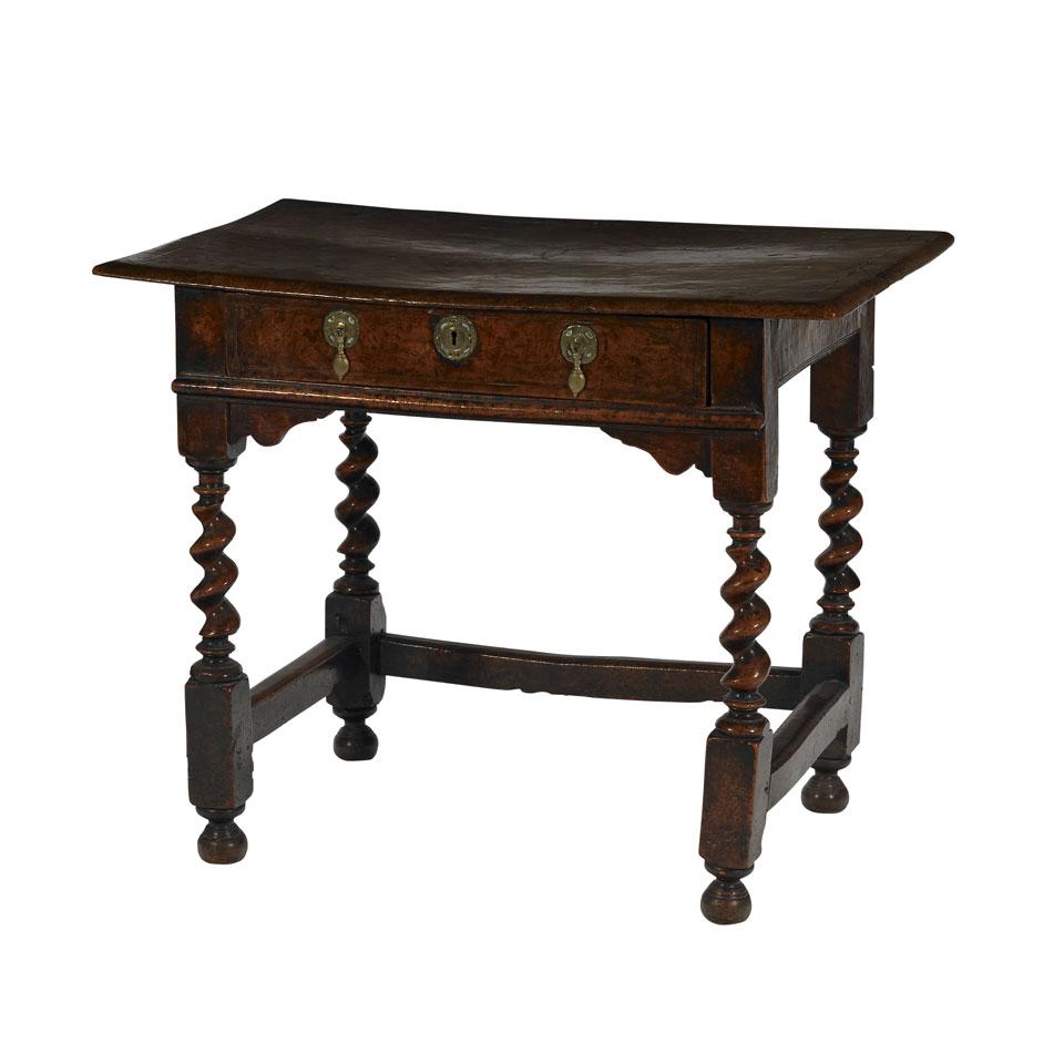 Charles II Figured Walnut Side Table