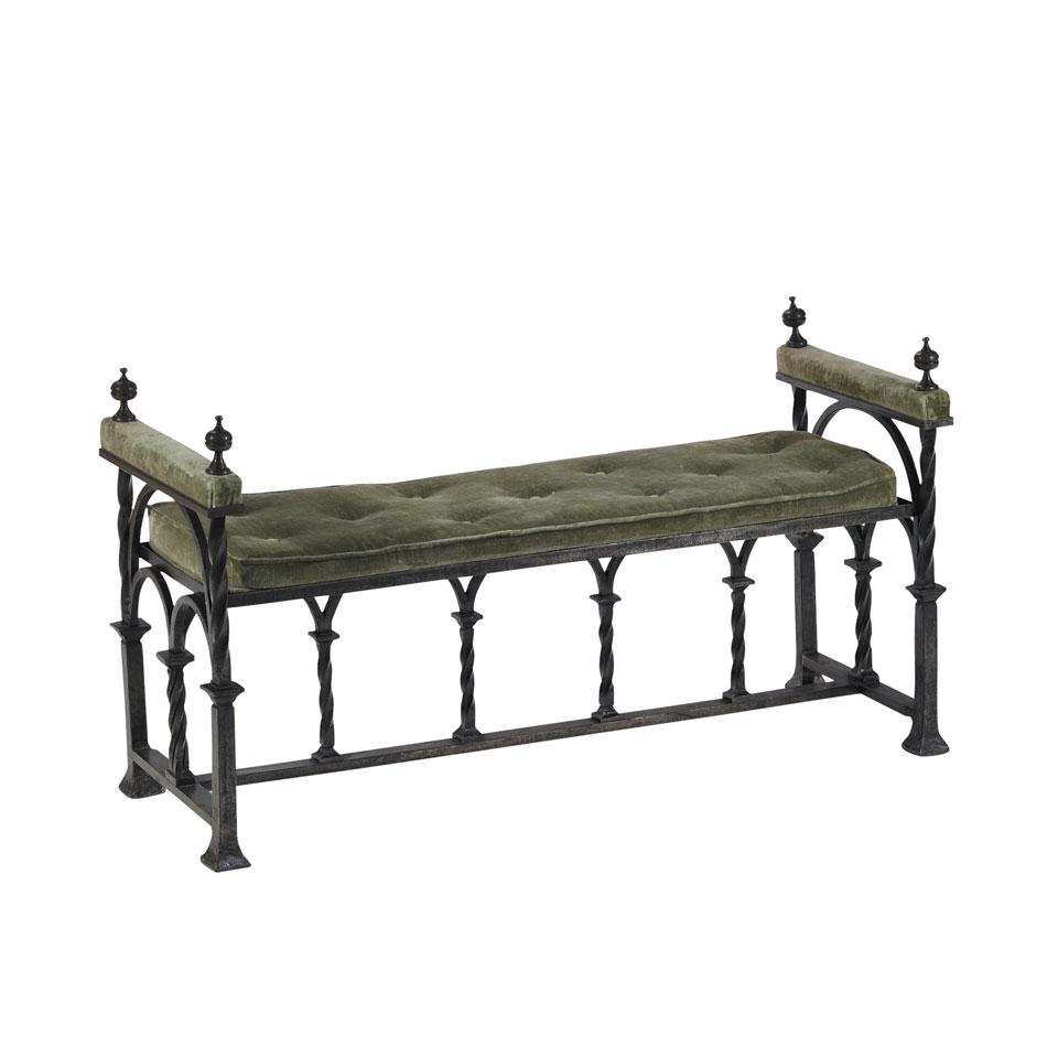 Wrought Iron Framed Hall Bench
