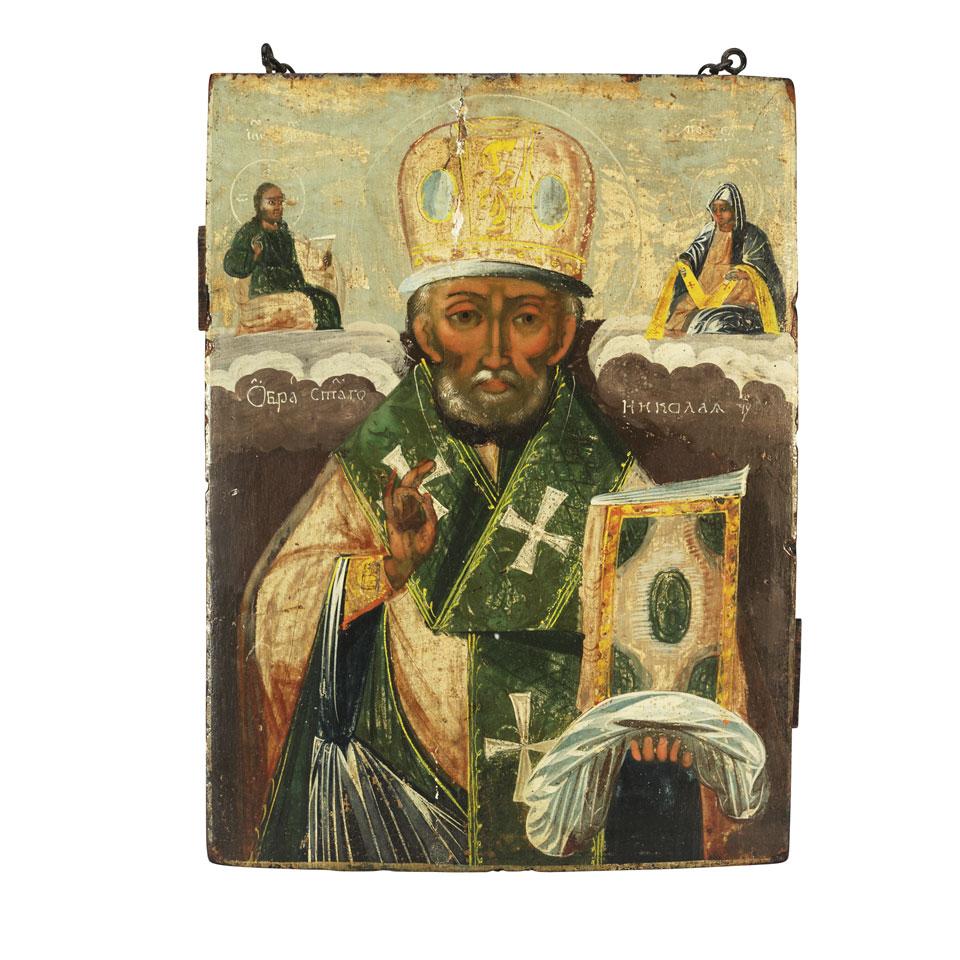 Greek Icon of St. Nichoals the Miracle Worker, 19th century