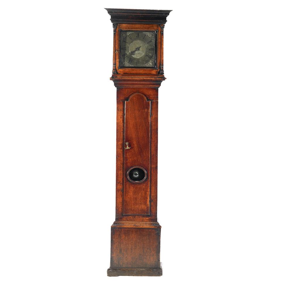 English Oak Single Hand Tall Case Clock, Gilbert Bullock, Bishops Castle, early 18th century