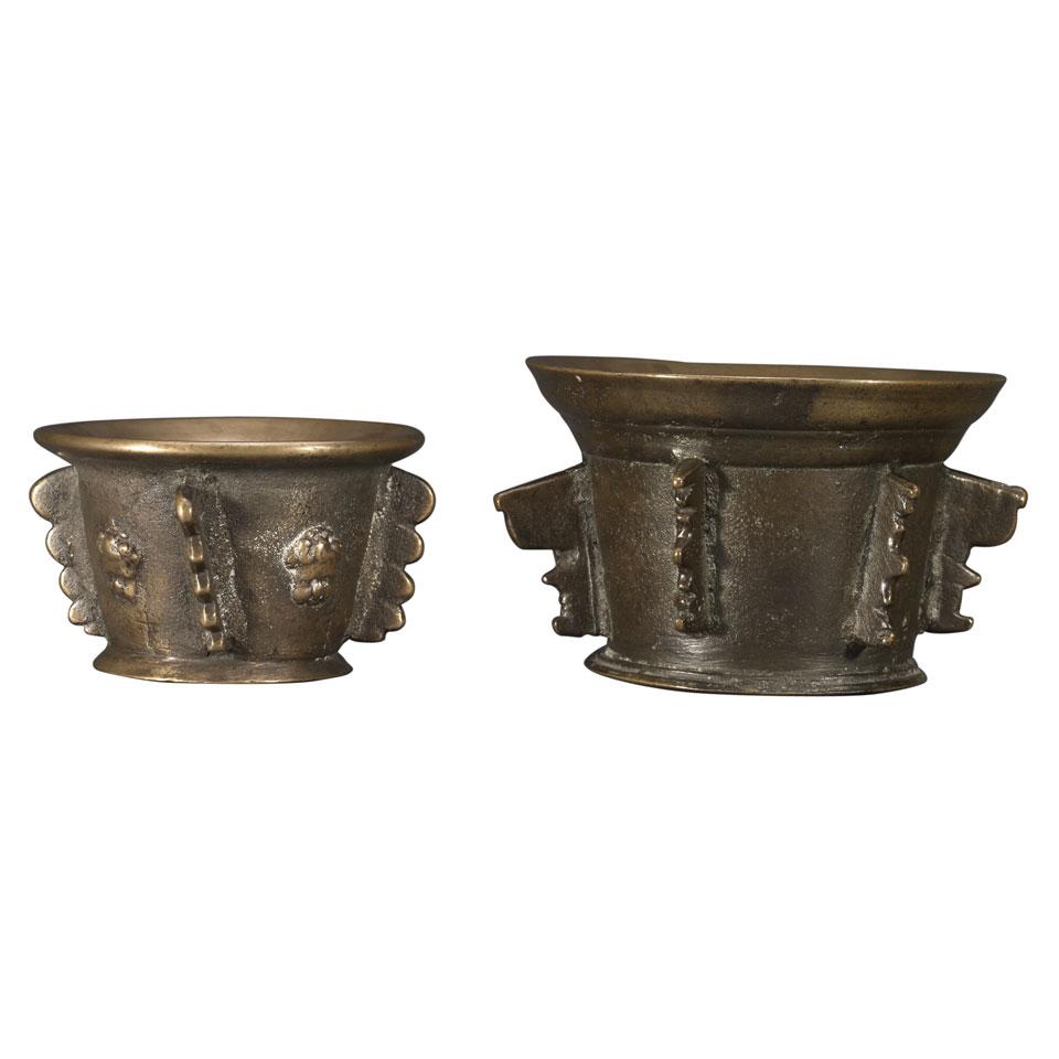 Two Spanish Bronze Mortars, 16th or 17th centuries