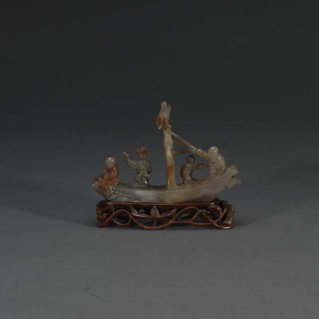 Agate Carved Ship, Qing Dynasty, 19th Century