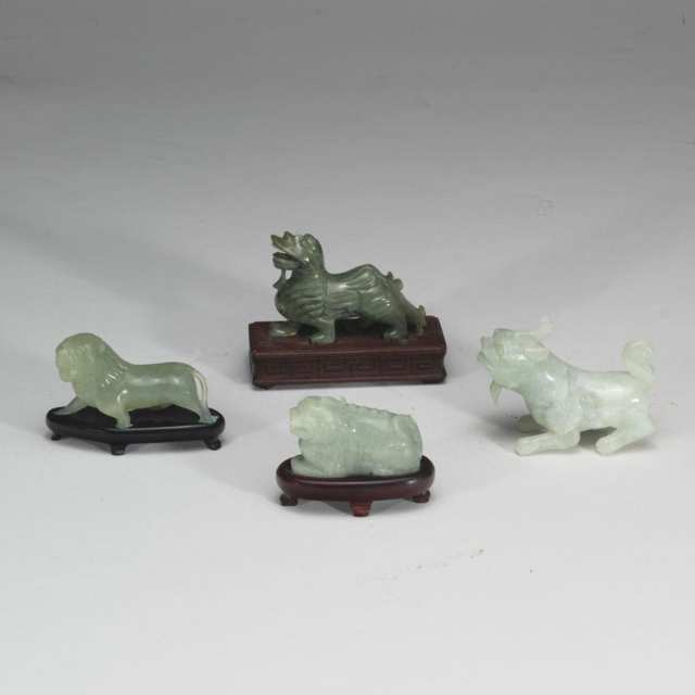 Four Small Hardstone Mythical Beasts
