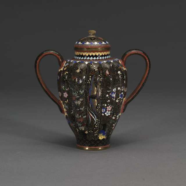 Fine Cloisonné Enamel Two-Handled Vase, Meiji Period, 19th Century