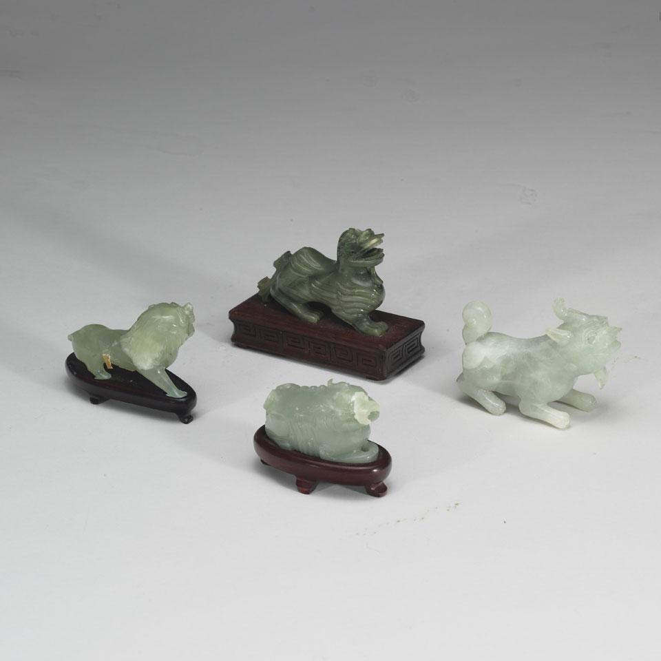 Four Small Hardstone Mythical Beasts