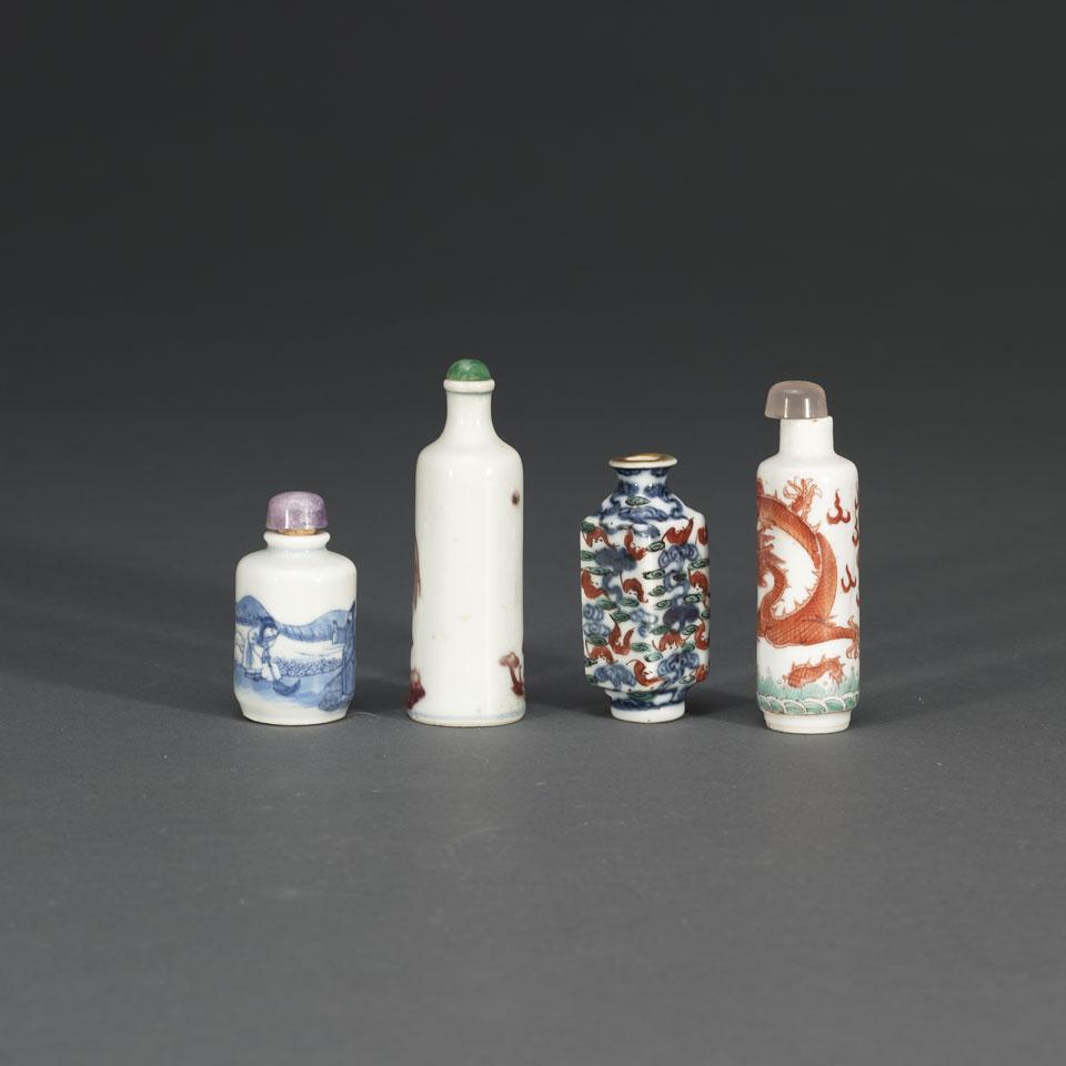 Four Porcelain Snuff Bottles