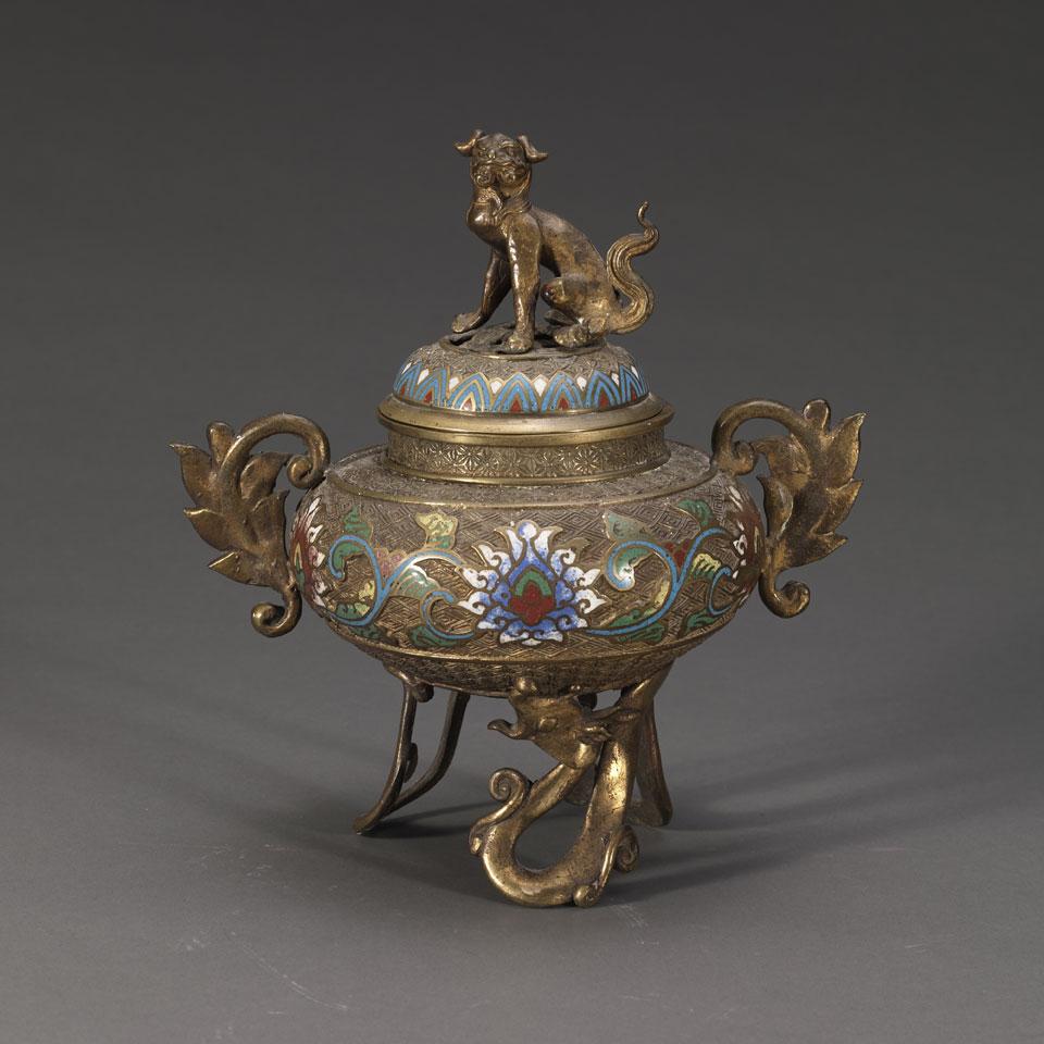 Champlevee Tripod Censer, Early 20th Century