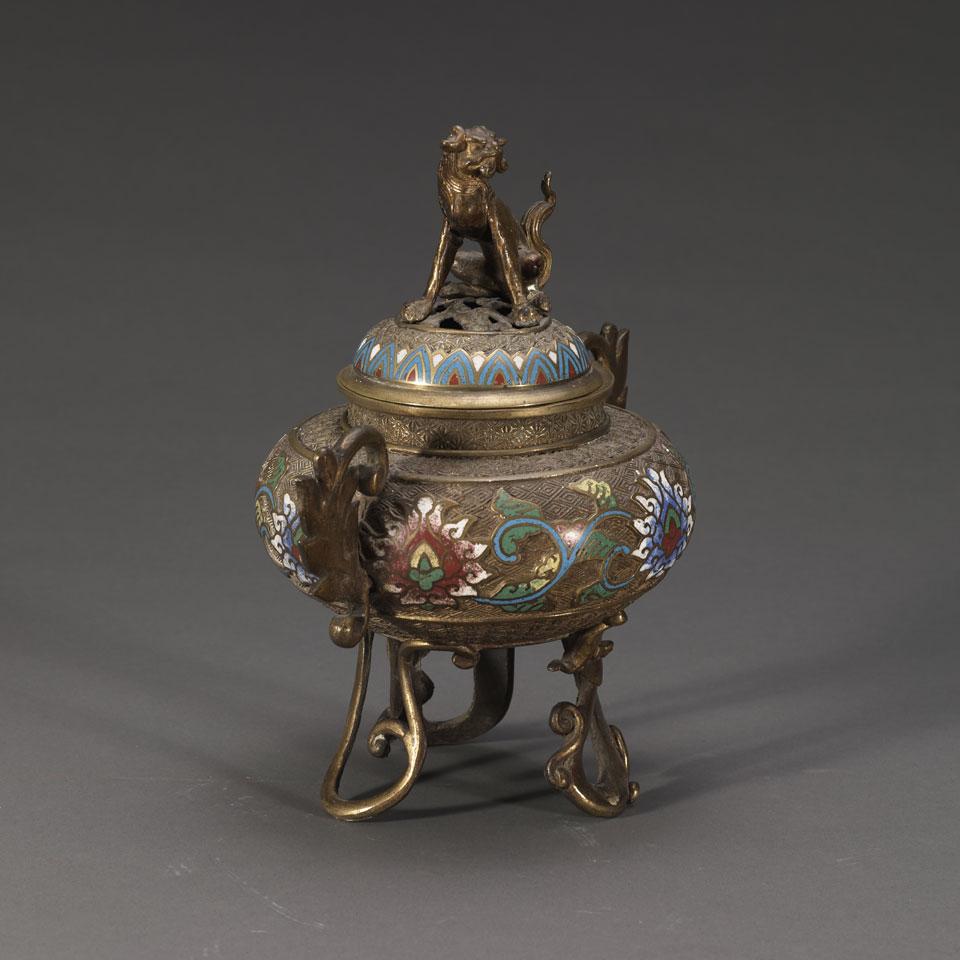 Champlevee Tripod Censer, Early 20th Century