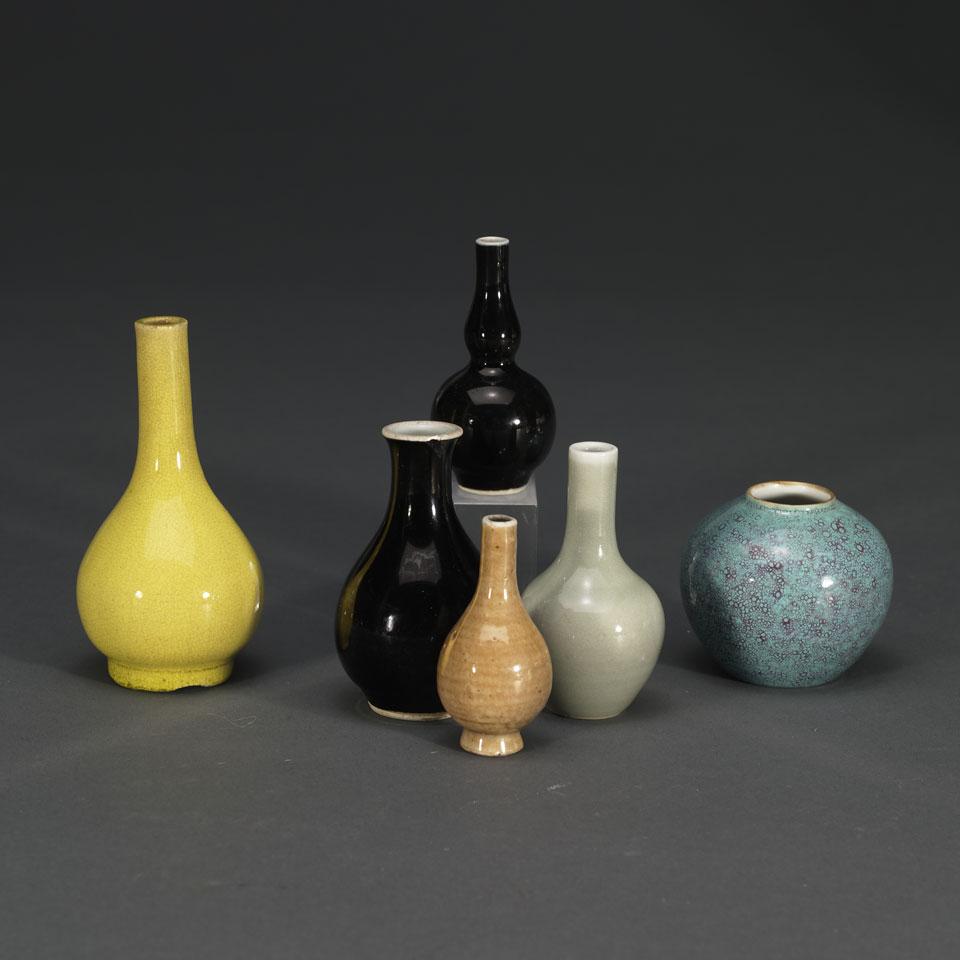 Six Monochrome Vases