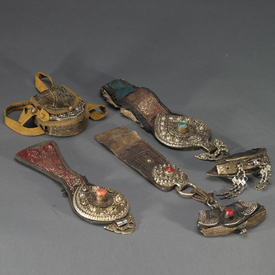 Four Silver Accesories, Tibet, 19th/20th Century