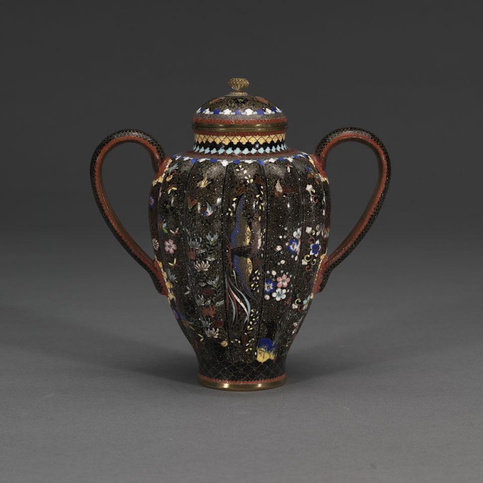 Fine Cloisonné Enamel Two-Handled Vase, Meiji Period, 19th Century