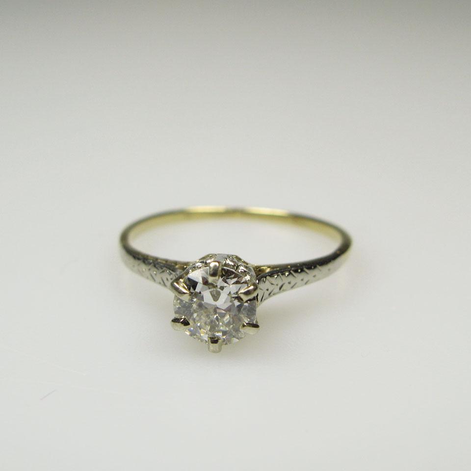 14k Yellow and White Gold Solitaire Ring