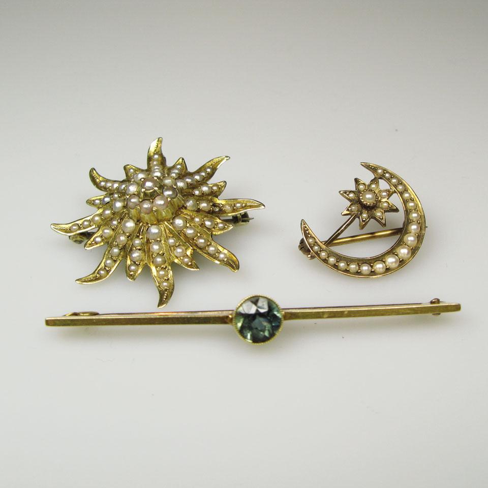 Eaton’s 14k Yellow Gold and Seed Pearl Sunburst Brooch