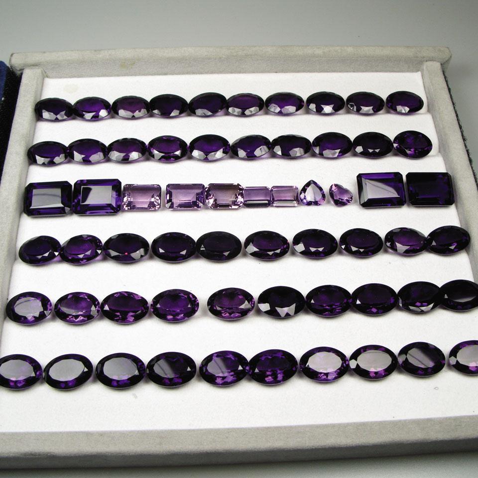 61 Unmounted Various Cut Synthetic Amethysts