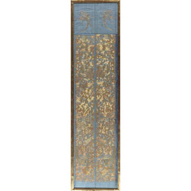 Five Silk Textile Panels, Late Qing Dynasty