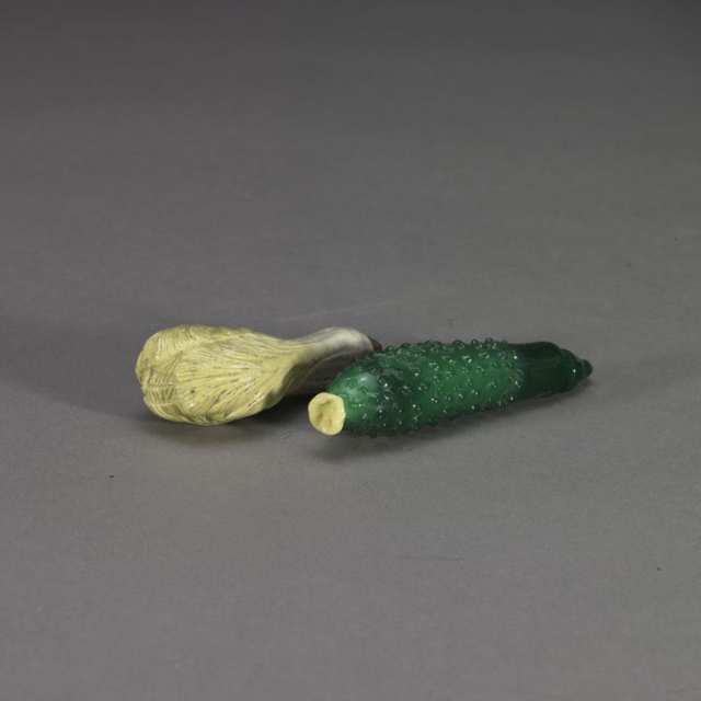 Two Vegetable Form Snuff Bottles, Qing Dynasty, 19th Century