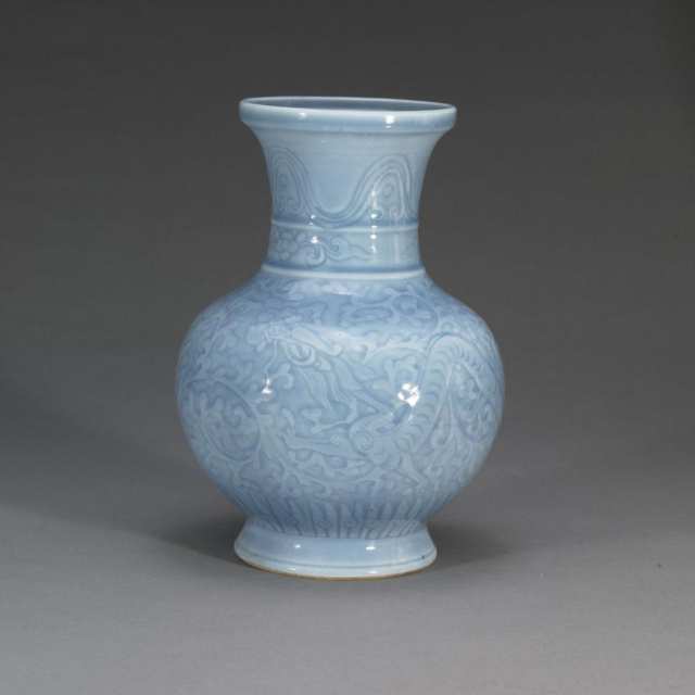 Sky Blue Baluster Vase, Qianlong Mark