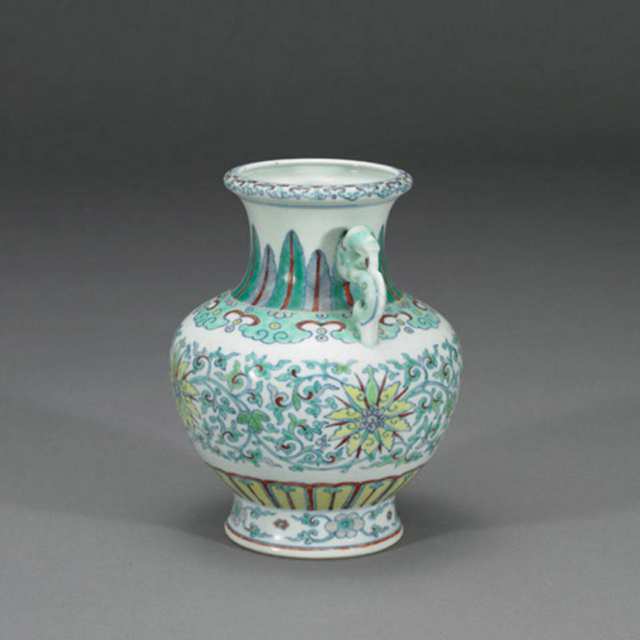 Doucai Hu Vase, Qianlong Mark