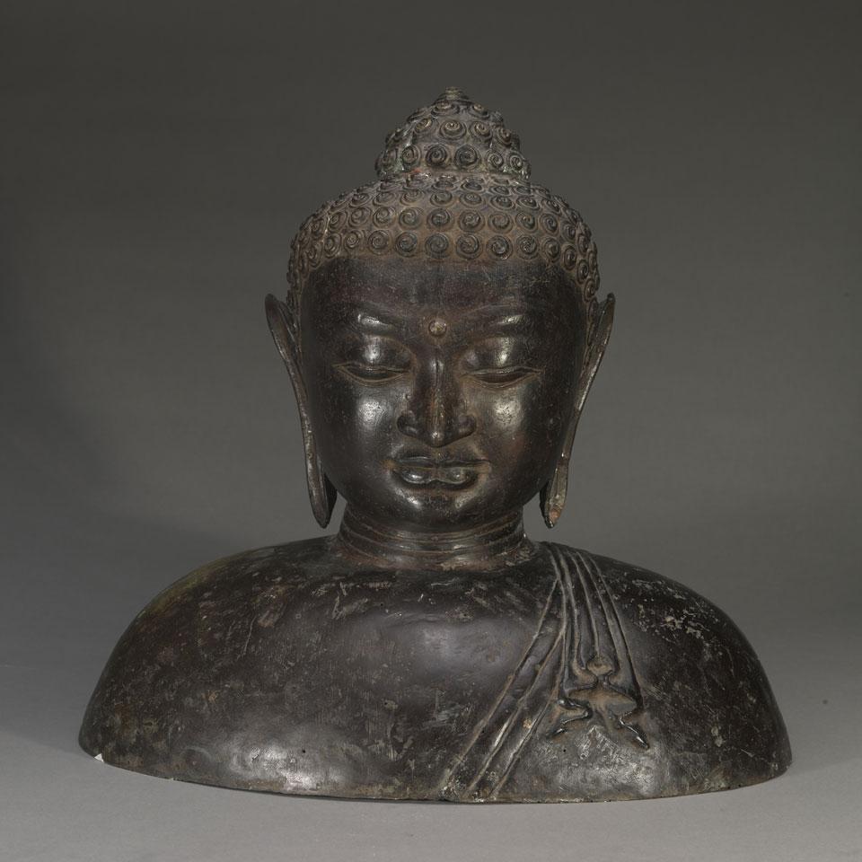 Cast Bronze Bust of the Buddha, South East Asia