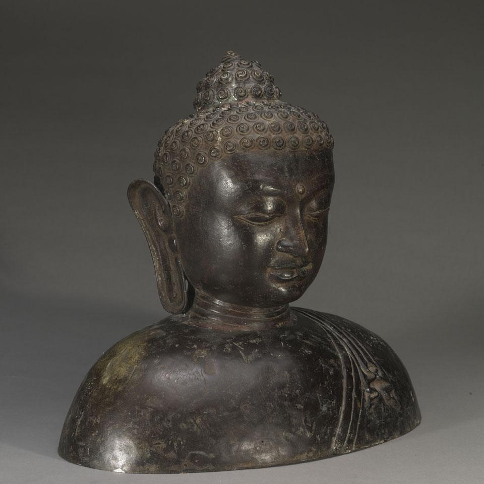 Cast Bronze Bust of the Buddha, South East Asia