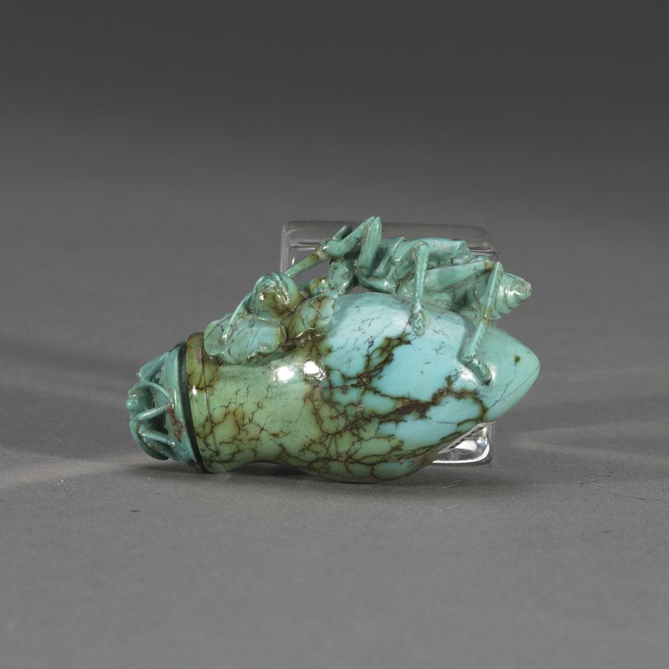 Turquoise Carved Snuff Bottle, Qing Dynasty, 19th Century 