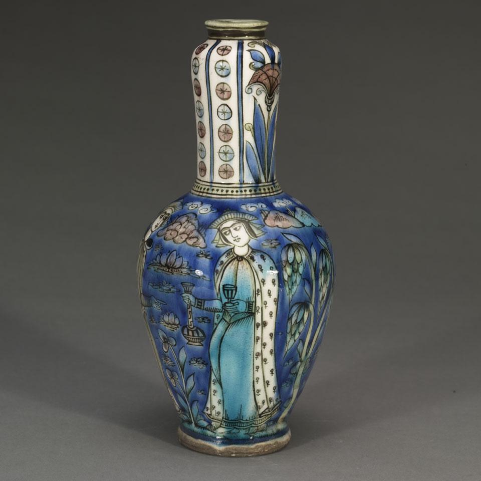 Qajar Figural Bottle Vase, Persia