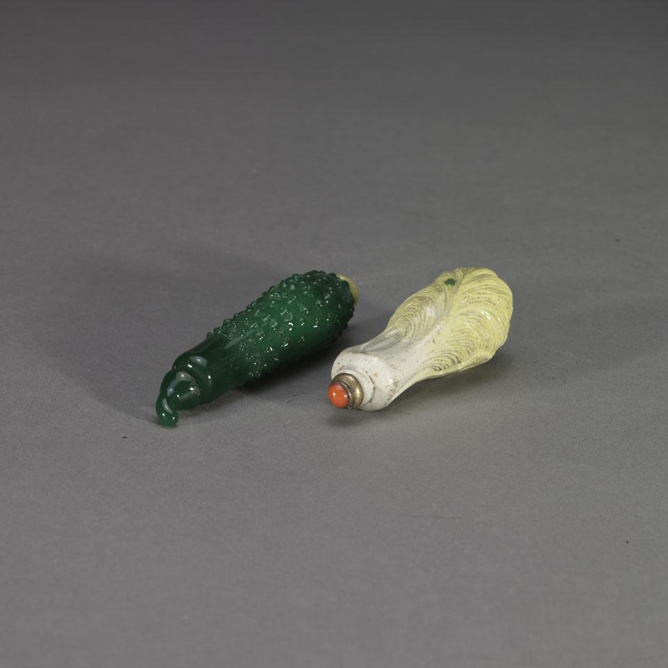 Two Vegetable Form Snuff Bottles, Qing Dynasty, 19th Century