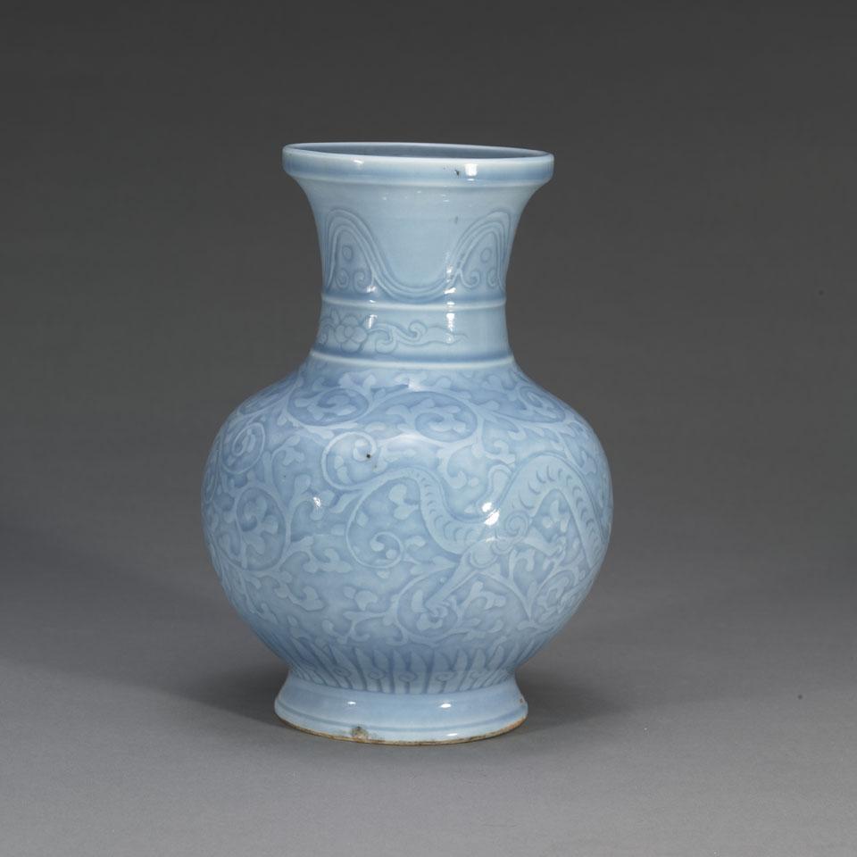 Sky Blue Baluster Vase, Qianlong Mark