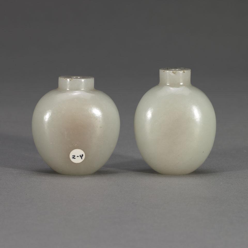 Two Pale Celadon Jade Snuff Bottles