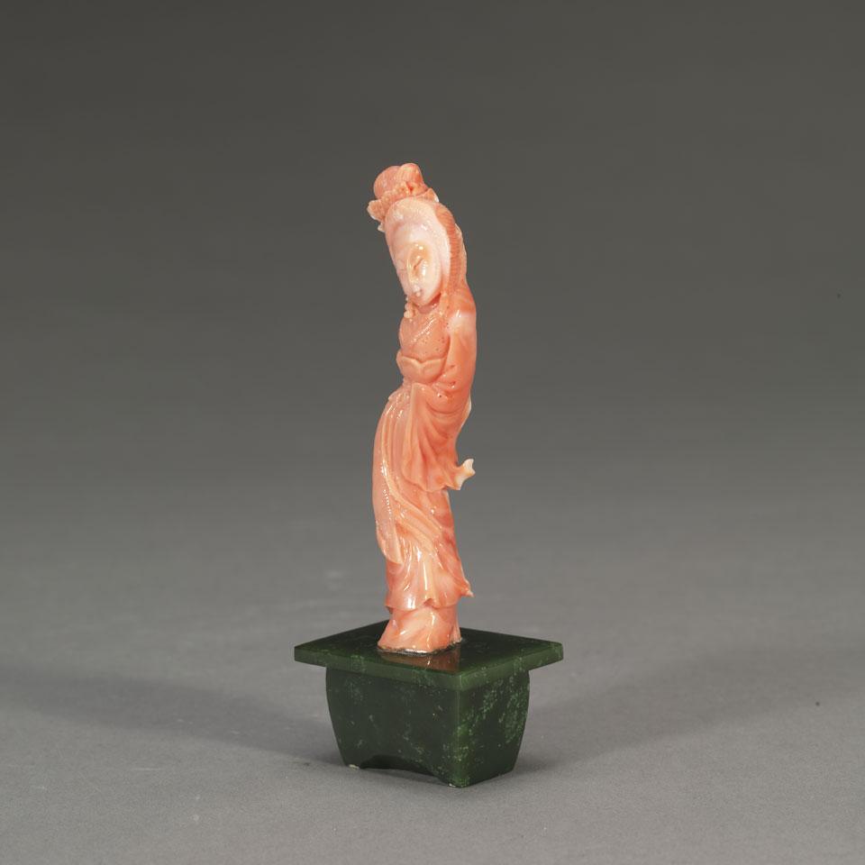 Coral Carved Figure of a Maiden