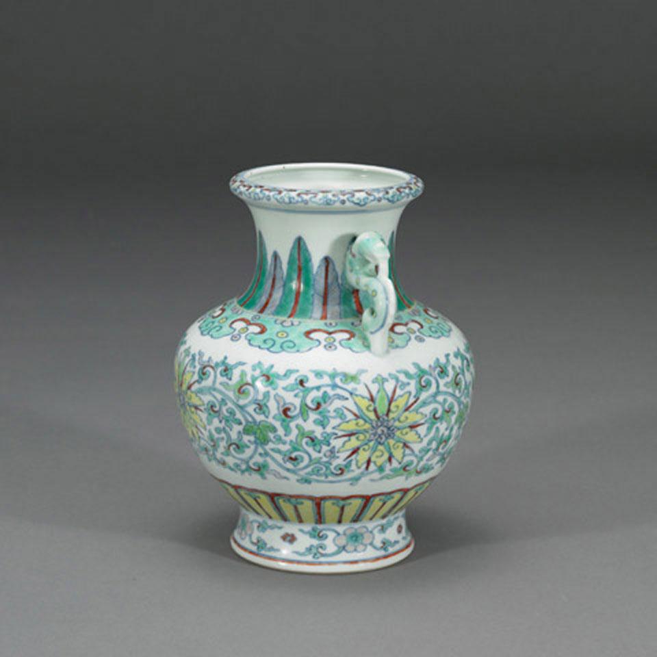 Doucai Hu Vase, Qianlong Mark