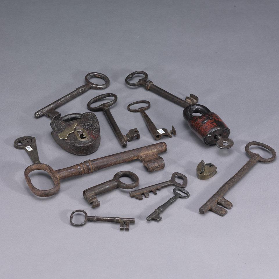 Group of English and Continental Padlocks and Keys, 18th/19th centuries