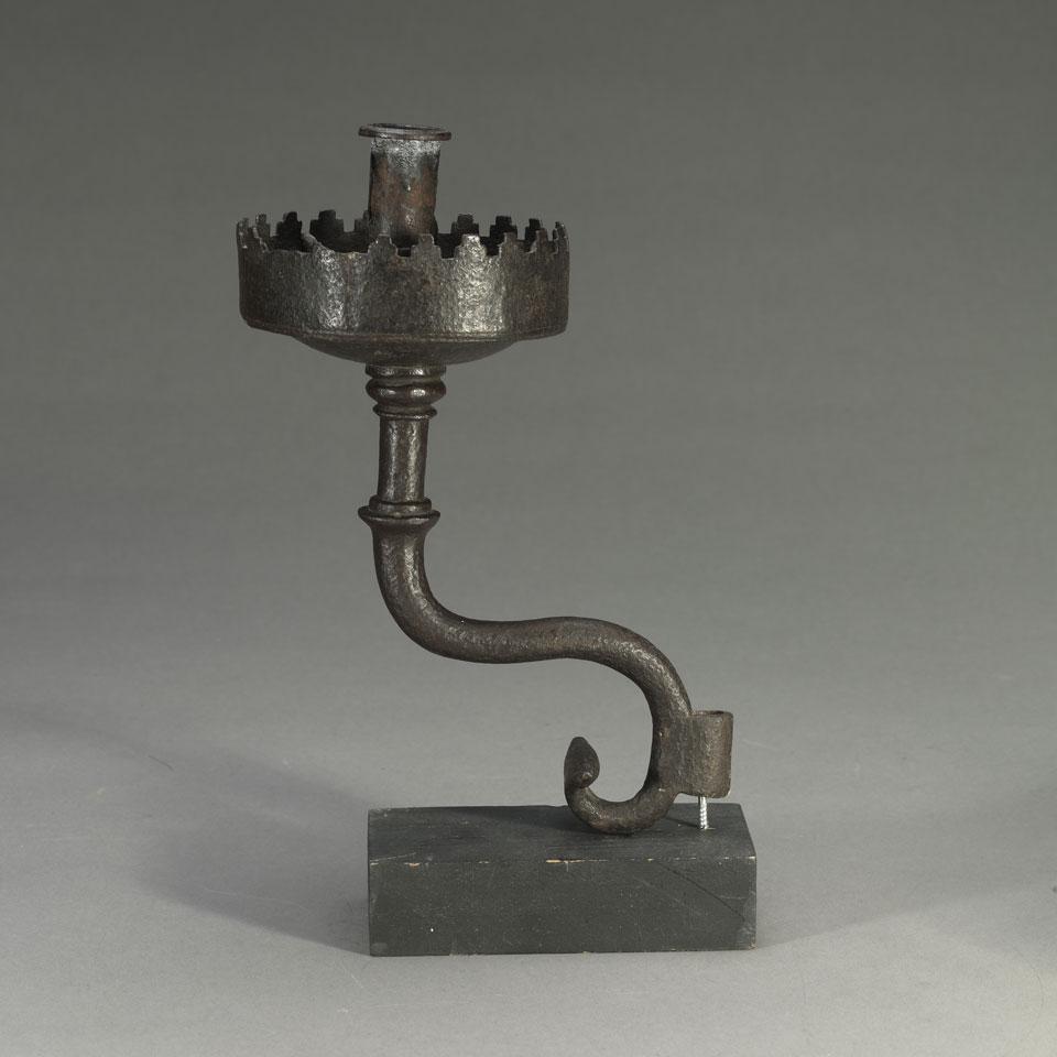 Continental Gothic Wrought Iron Candle Sconce, 15th century