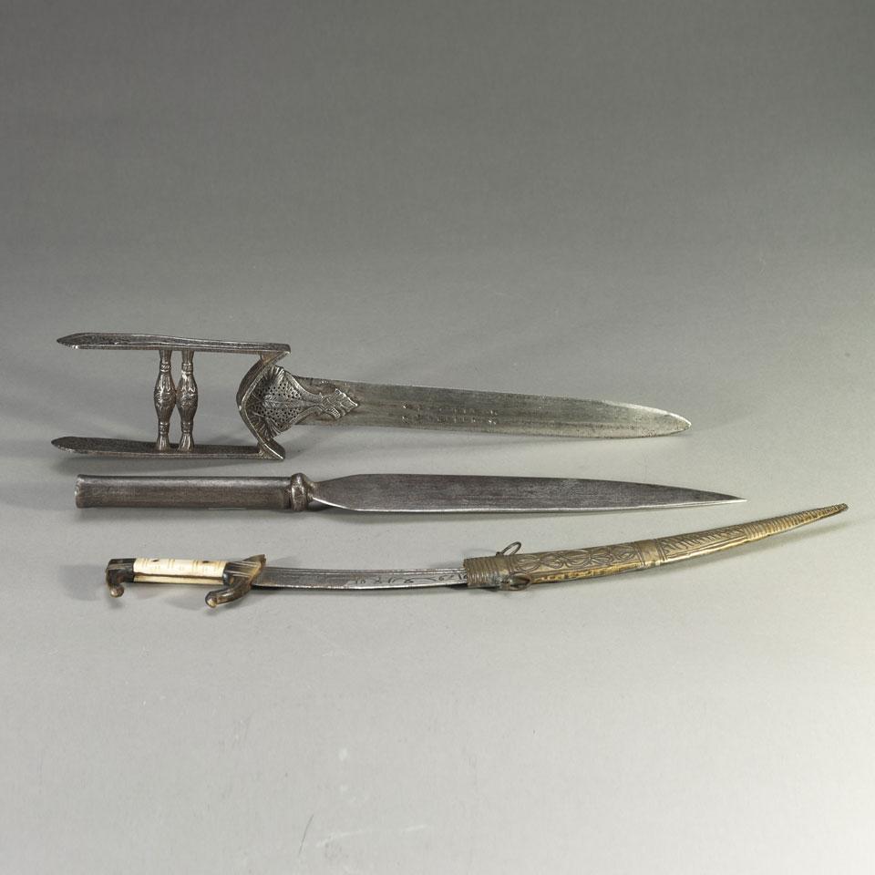 Indian Katar, 17th/18th century, Lance Head, 19th century and Turkish Dagger, 19th century