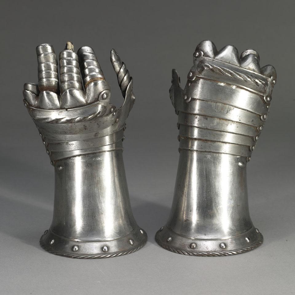 Pair of German Fingered Gauntlets, 17th century