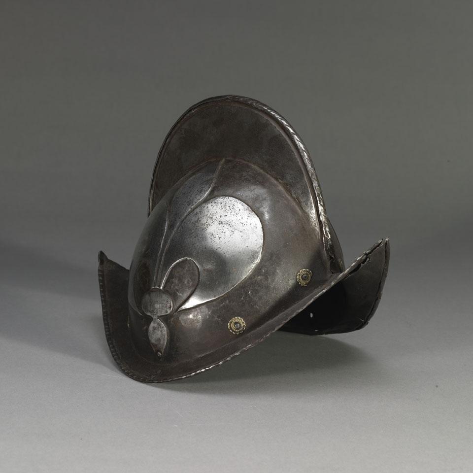 German Black and White Comb Morion, c.1620
