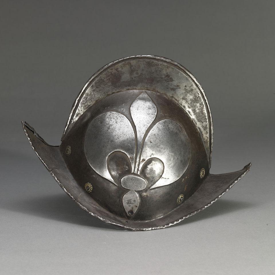 German Black and White Comb Morion, c.1620