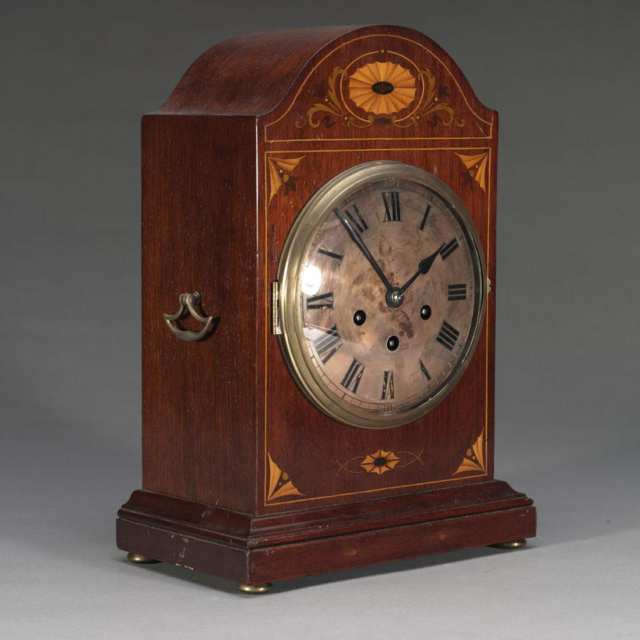 Franze Hermle & Sohn Mahogany Quarter Chiming Bracket Clock, c.1910