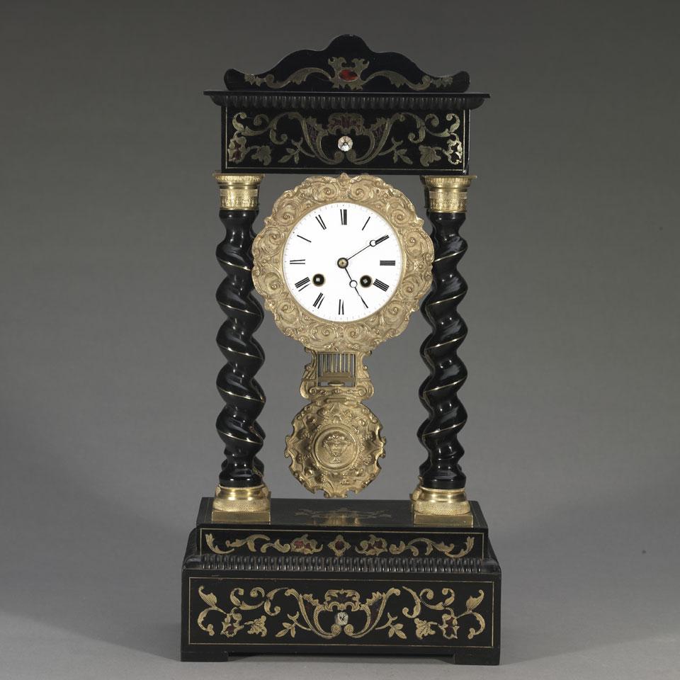 French Portico Clock, 19th century