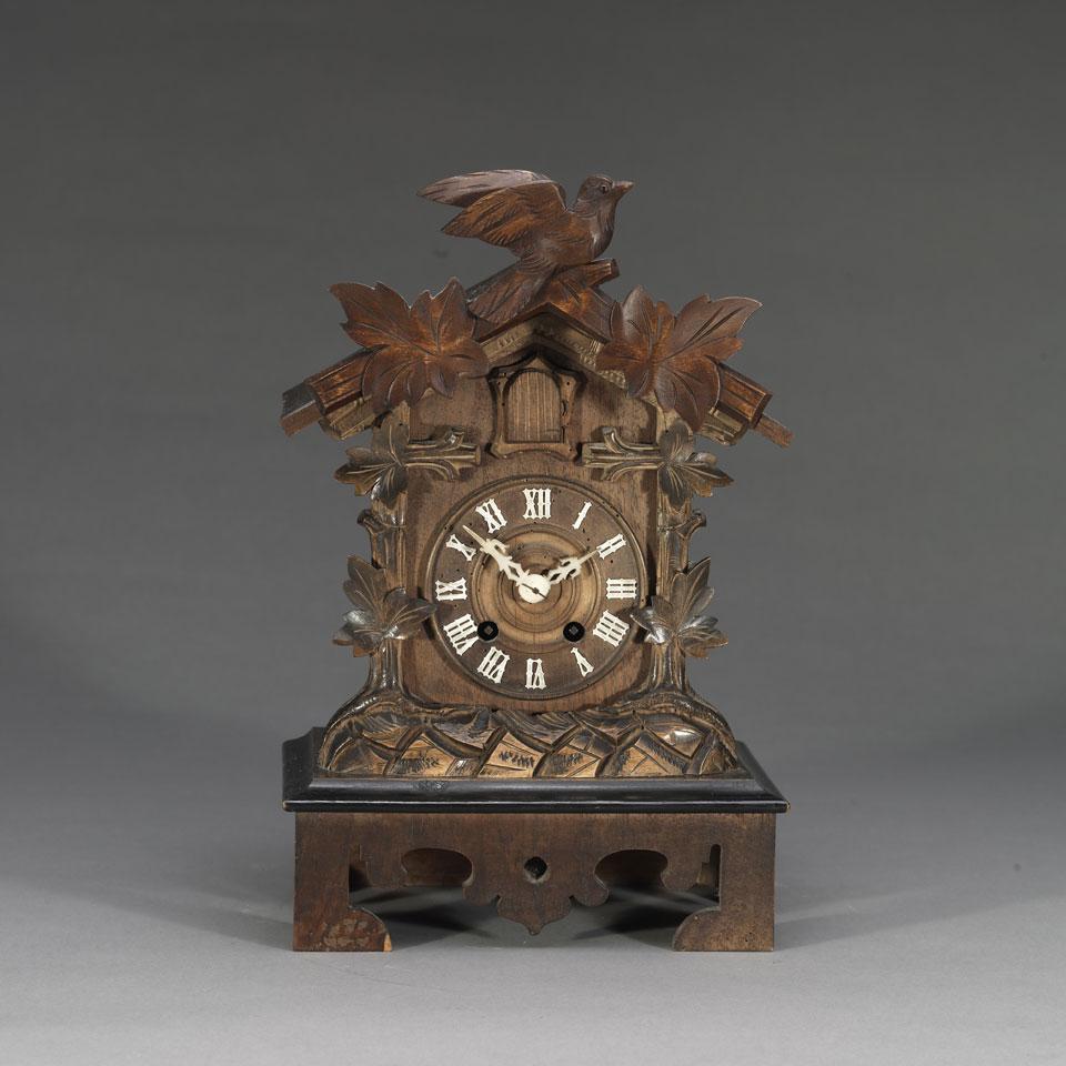 Black Forest Carved Cuckoo Shelf Clock, German, c.1890