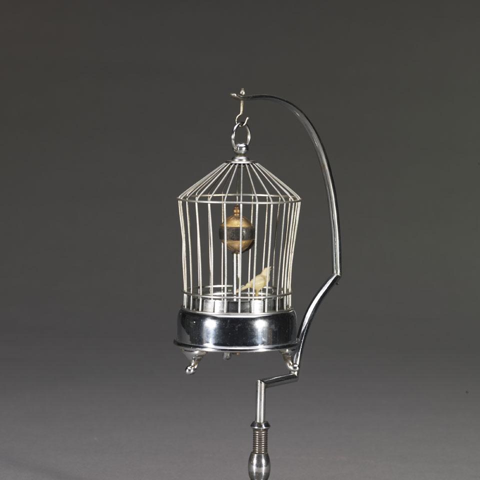 German Birdcage Automaton Novelty Clock, c.1950