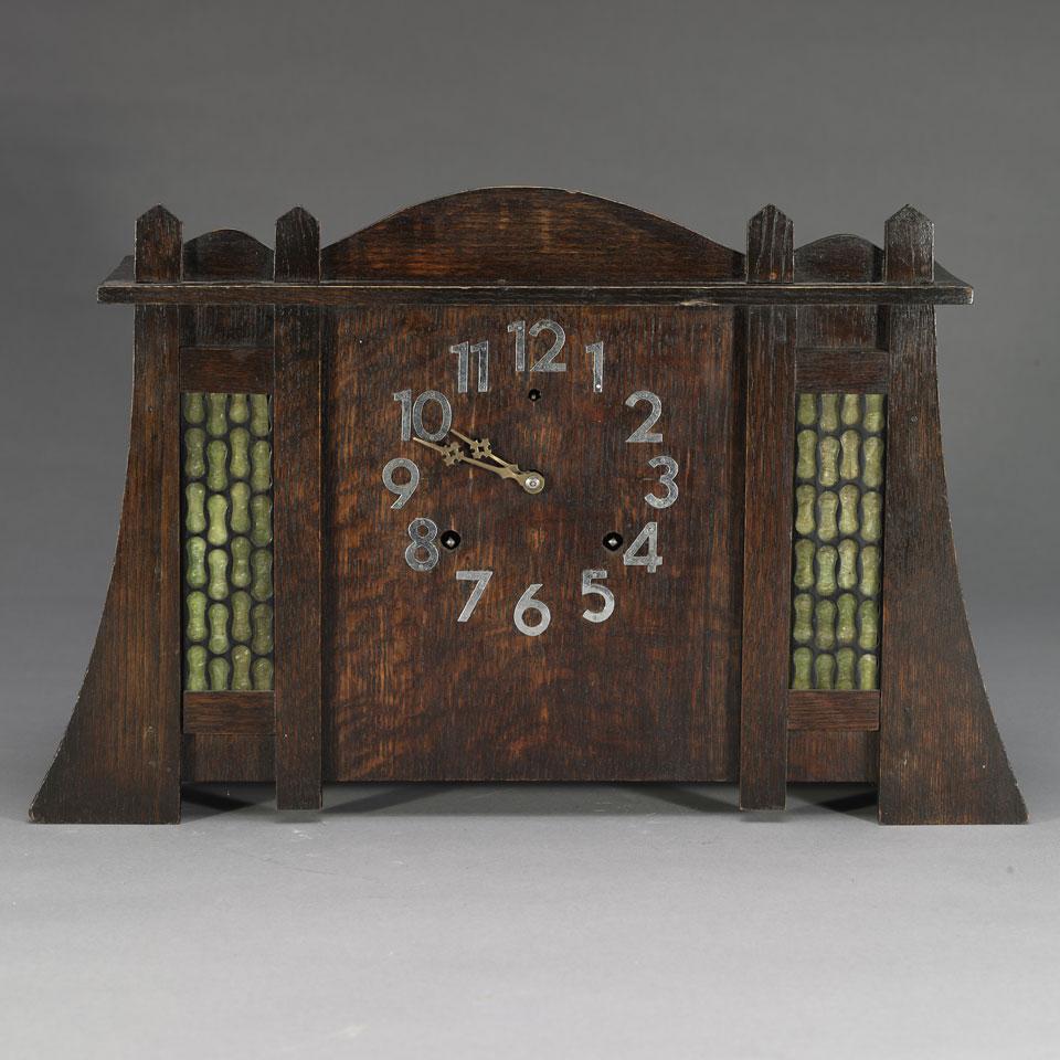 Wm. Gilbert Clock Co. Arts and Crafts Oak Mantel Clock, c.1913