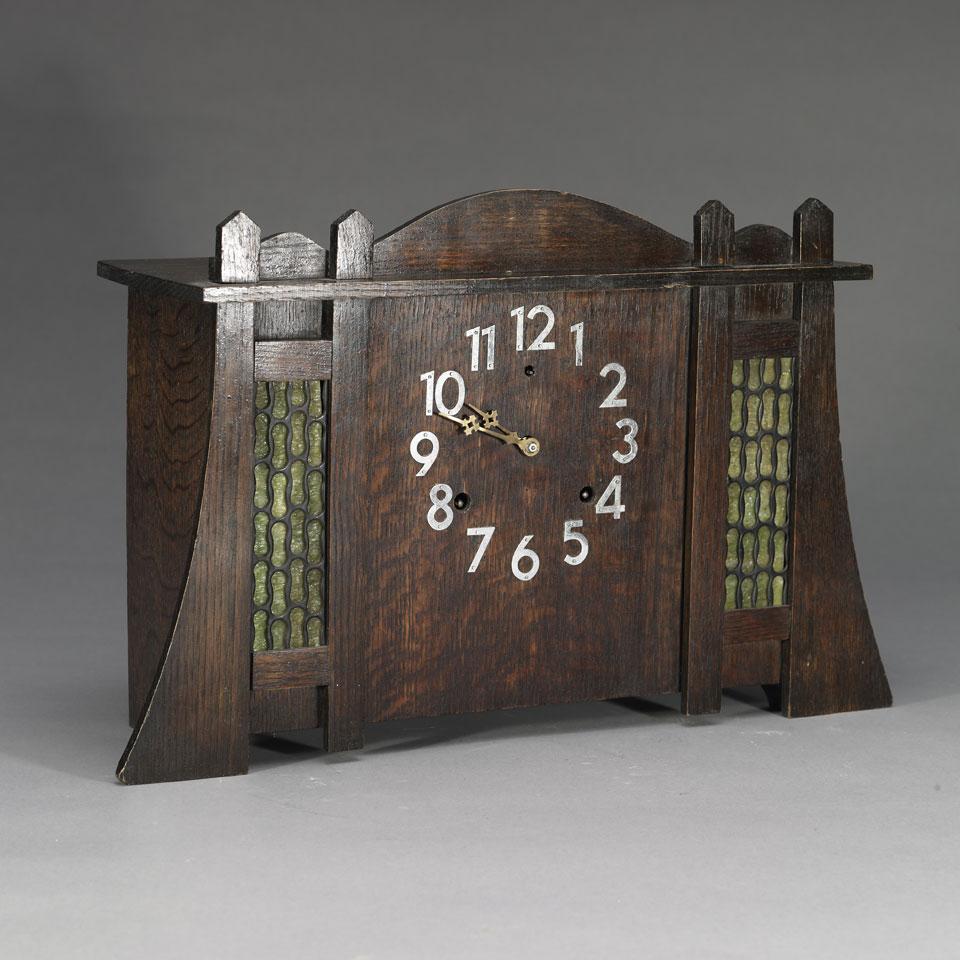 Wm. Gilbert Clock Co. Arts and Crafts Oak Mantel Clock, c.1913
