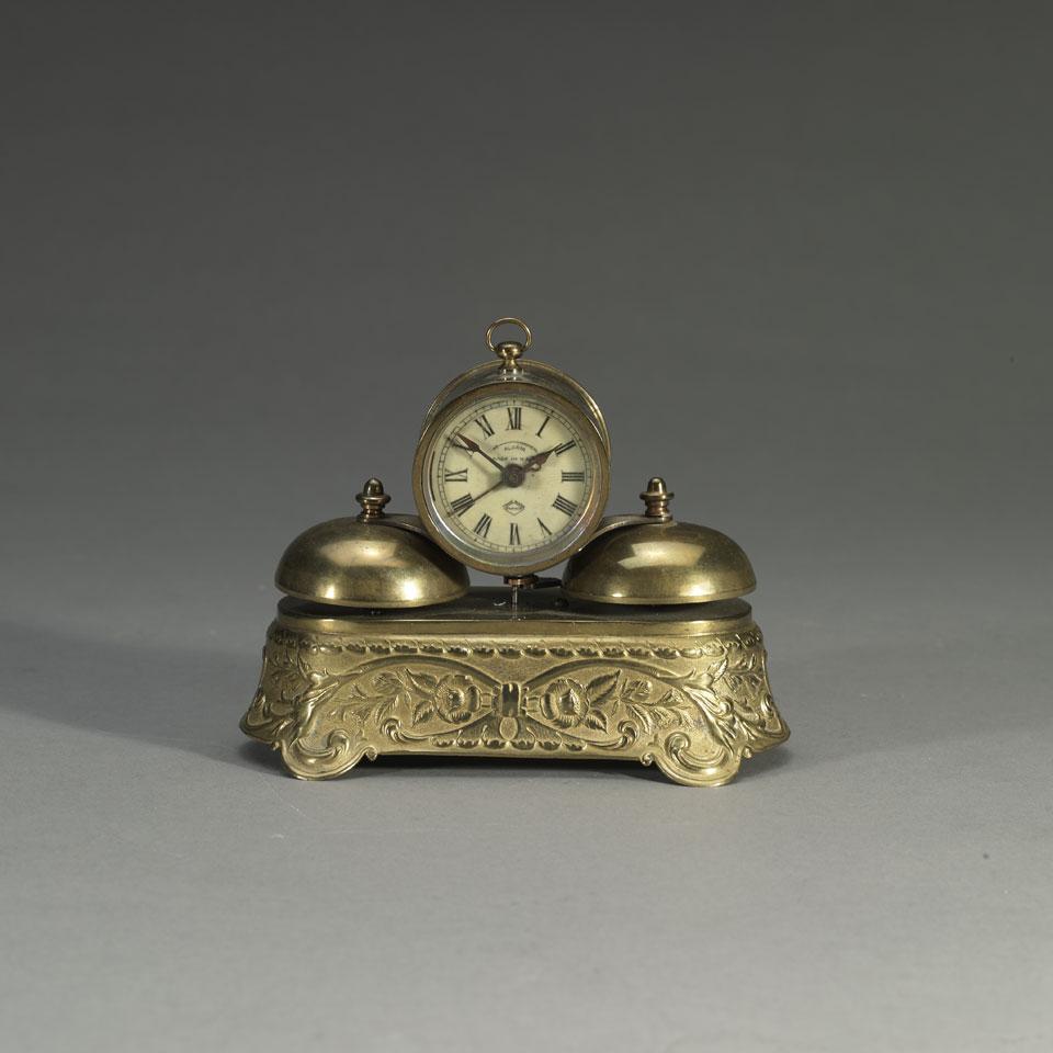 Parker Clock Co., Meridan, Conn., Gilt Metal Alarm Timepiece, c.1905