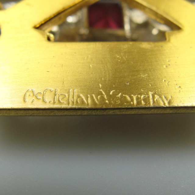 McClelland Barclay Rectangular Gold Tone Metal Brooch