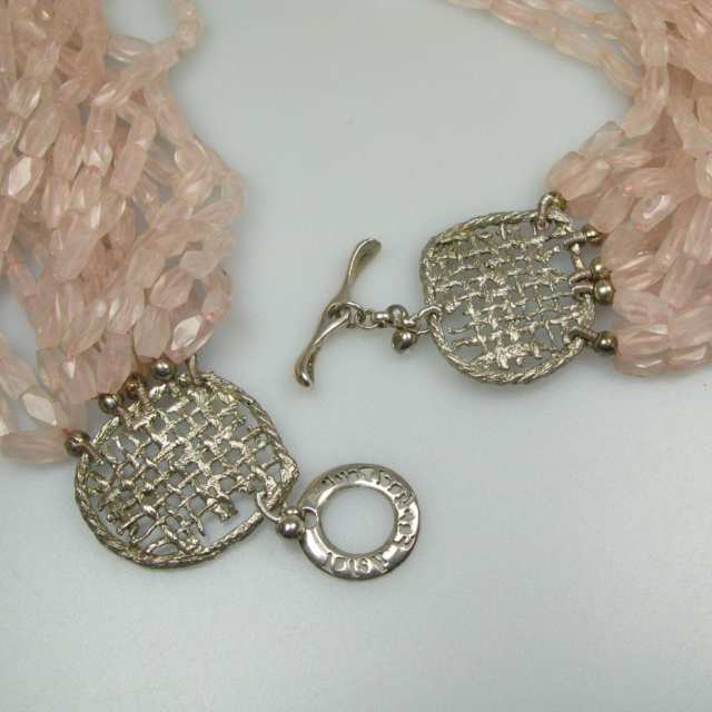15 Strand Faceted Rose Quartz Bead Necklace
