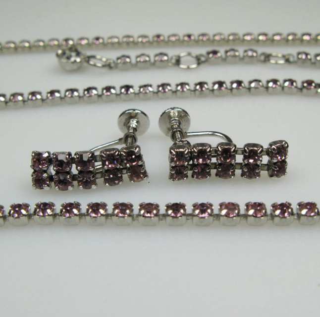 Sherman Silver Tone Metal Necklace, Bracelet And Earring Suite