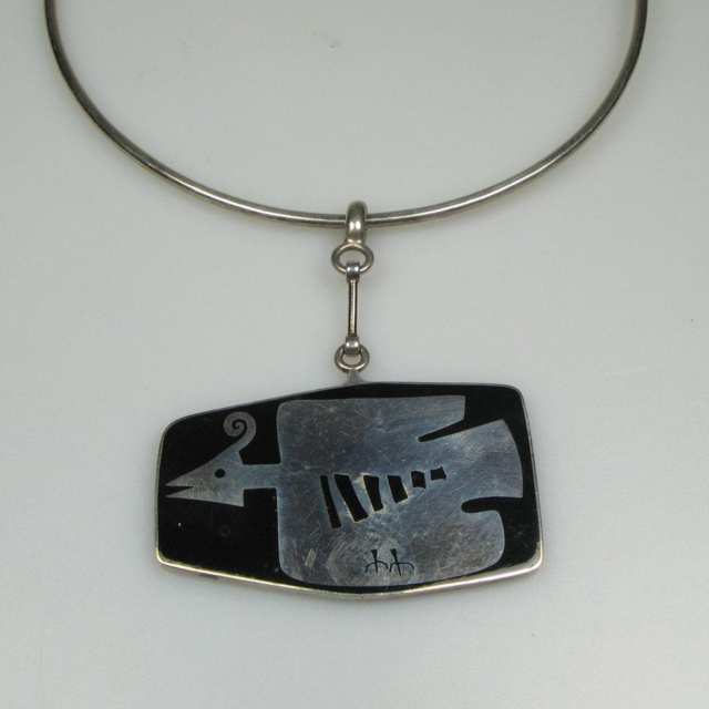 Walter Schluep Canadian  Silver Collar Necklace And Pendant