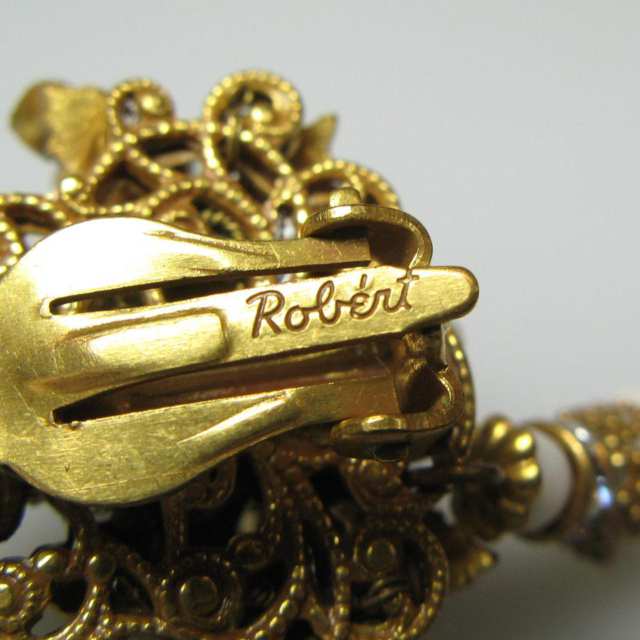Pair Of Robert Gold Tone Metal Earrings