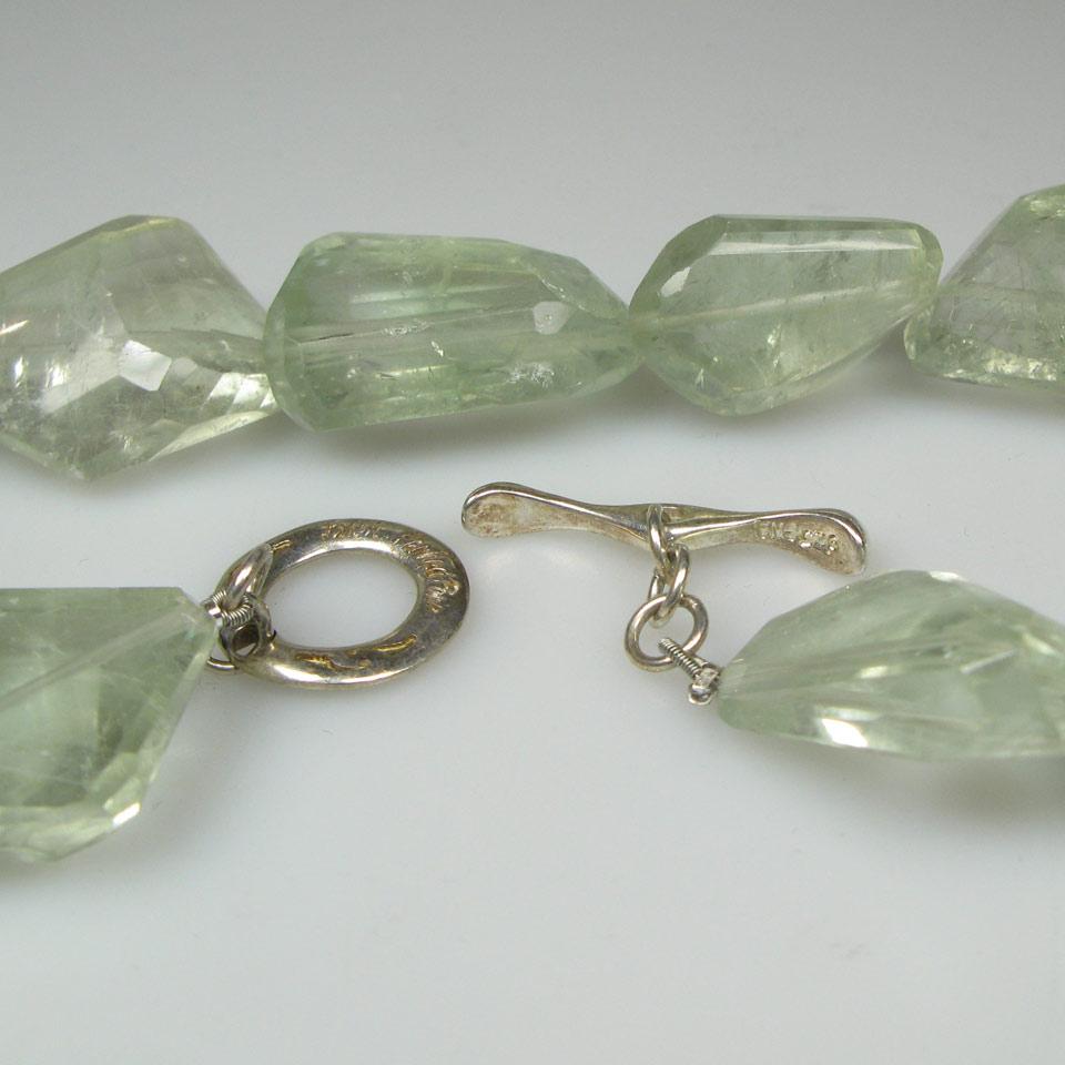 Single Strand Of Tumbled And Faceted Prasiolite Beads